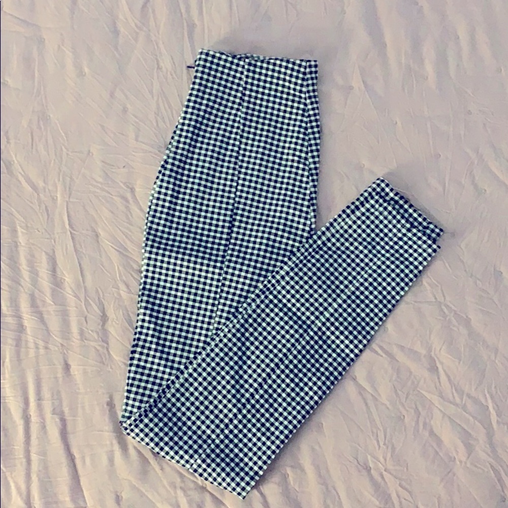 Plaid skinny pants high waisted